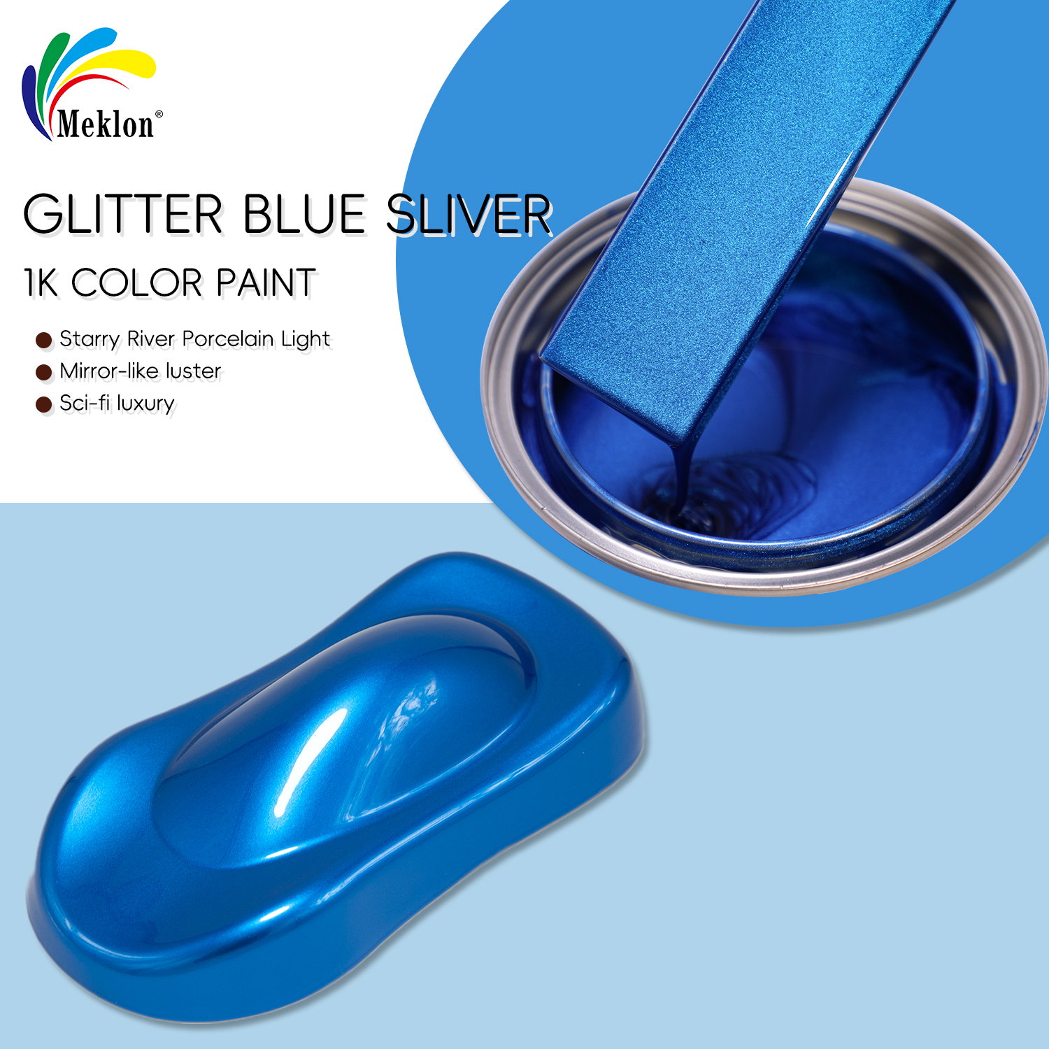 Glitter Blue Silver 1K Acrylic Car Repair Paint - Professional Bulk Supply