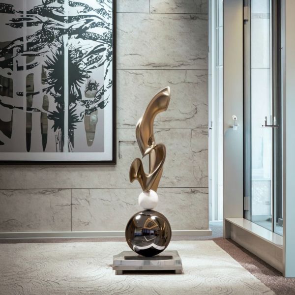 Minimalist FRP Artwork Modernist Abstract Sculpture Elegant Fiberglass Centerpiece