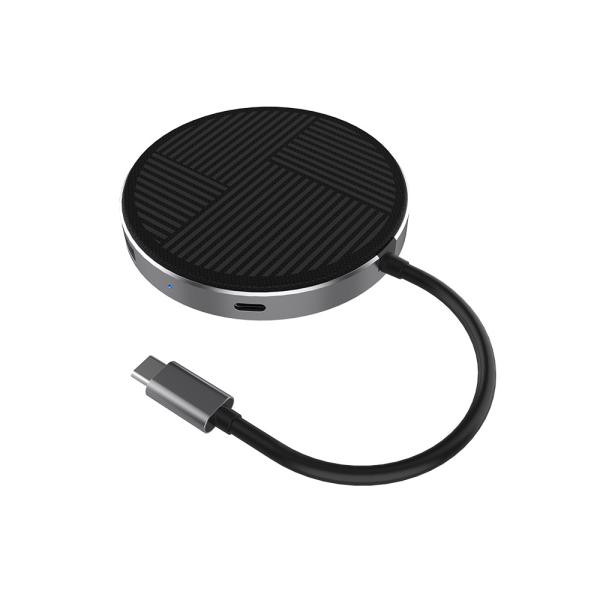 Aluminum Type-C Hub Adapter with USB2.0 USB3.0 Hub USB-C PD and  Wireless Charging Port