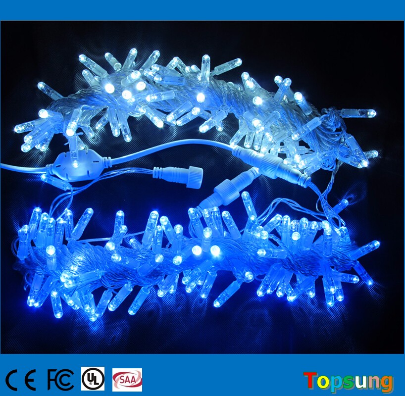 10м голубое свечение LED рождественские декоративные свечи + контроллер 100 лампочек