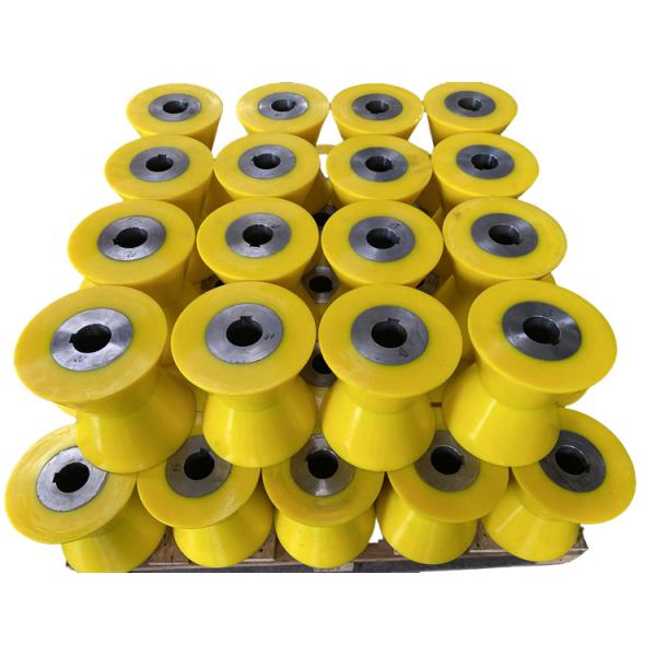 Yellow Pu Coating Roller Poly Wheels High Hardness Custom Service