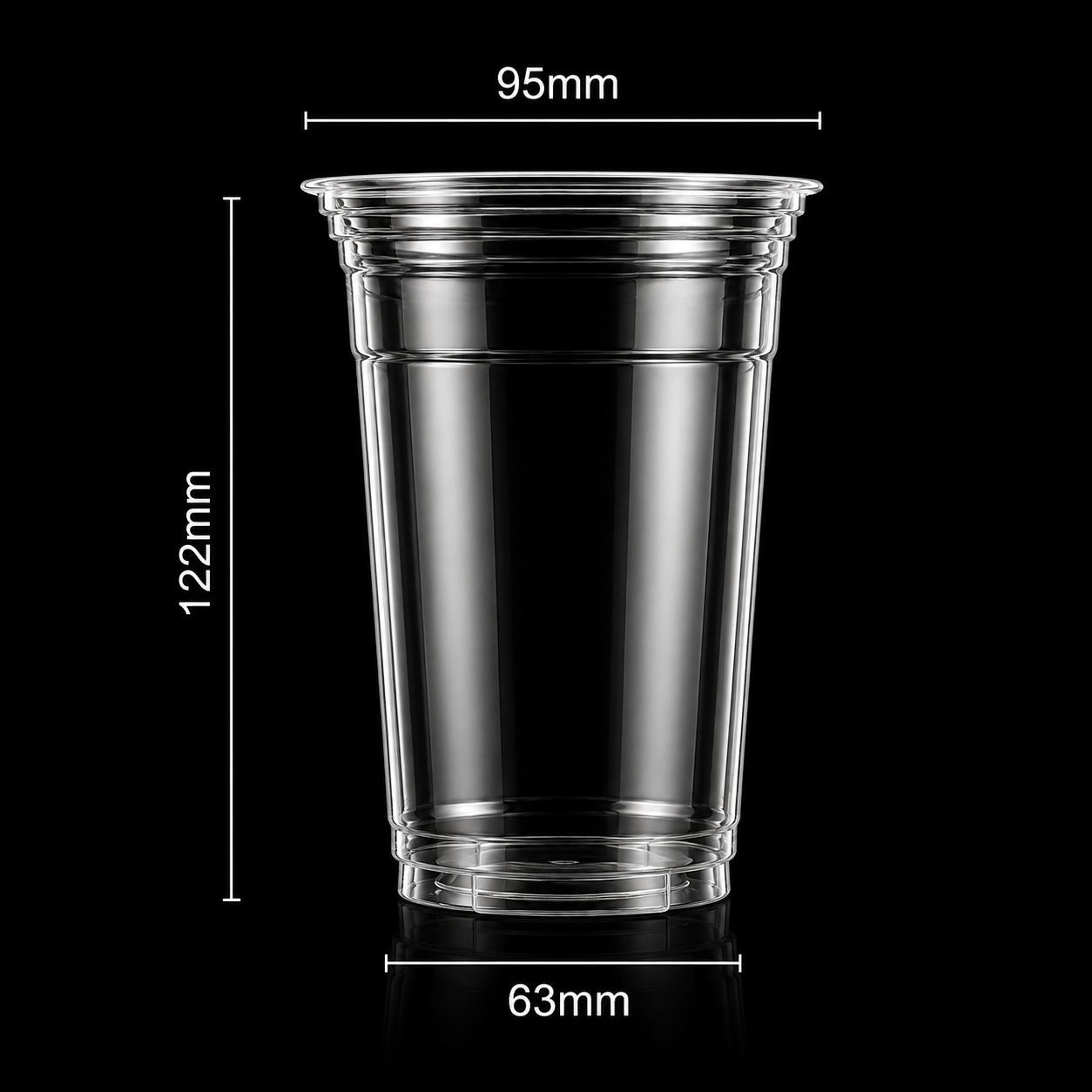 Custom Printed 95mm Clear PET Plastic Cups 16oz 520ml For Cold Beverage Packaging