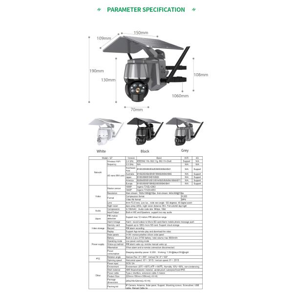 2MP 4G Solar PTZ Powered Battery Cloud PTZ Camera Outdoor Waterproof PIR Motion detection P2P CCTV 4G Security CAMERA