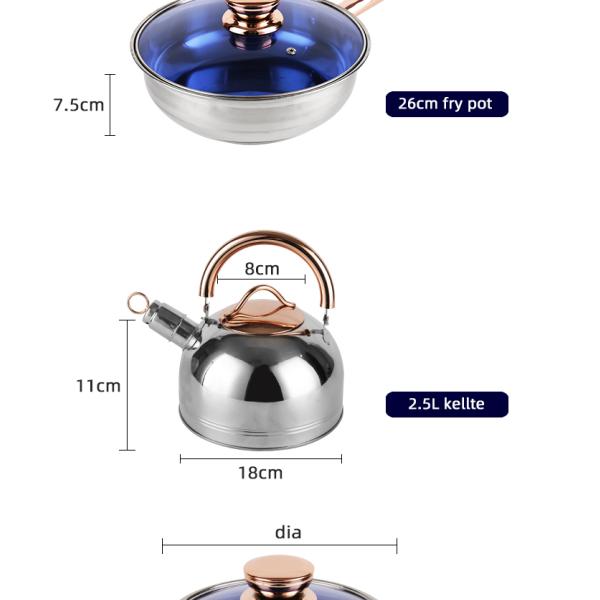 Не Cookware нержавеющей стали кухни ручки установил со стеклянной крышкой