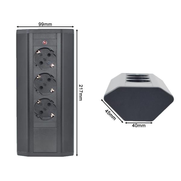 OEM/ODM Corner power socket EU Electric Power socket with 3 AC power outlet suitable for office/ desktop/ tabletop/Kitch