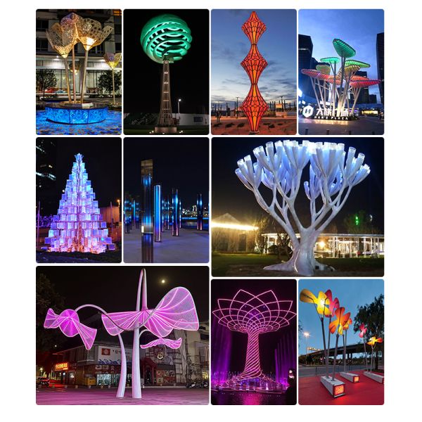 Custom Outdoor Large Color Butterfly Mascot Sculpture LED Lights Creative Square Street Light