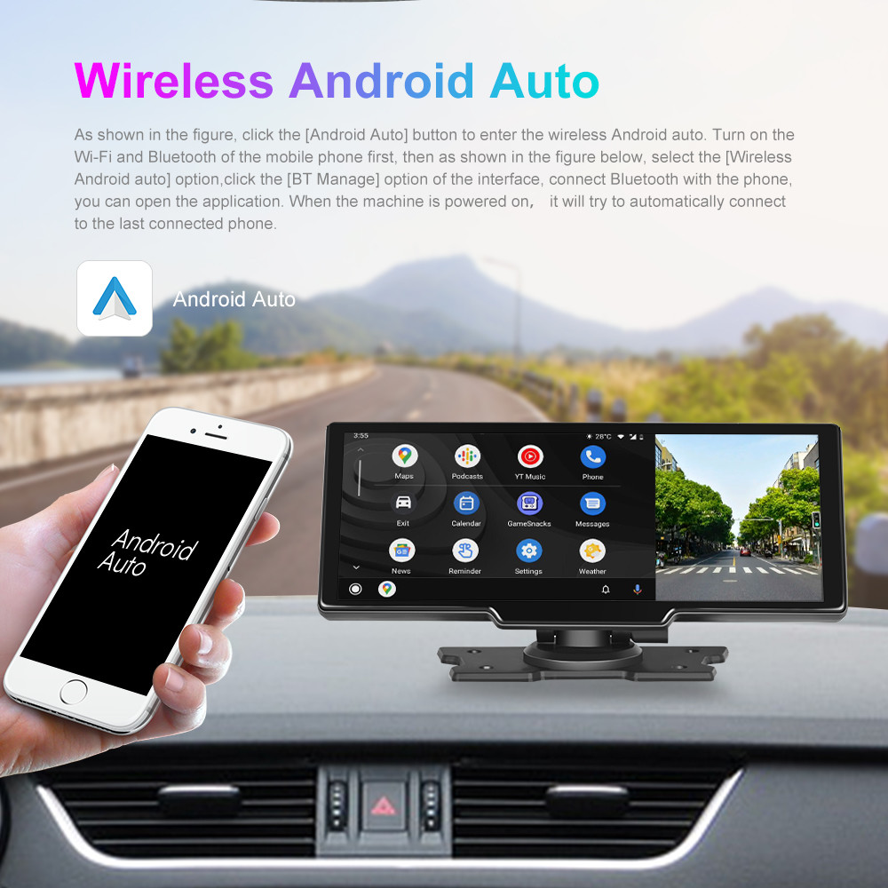 10,26-дюймовый беспроводной медиаплеер 2.5K Android Auto на приборной панели Carplay