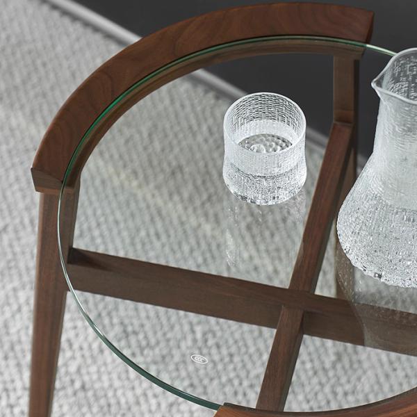 Glass Top Oak Veneer End Table With Solid Wood Legs Custom Made