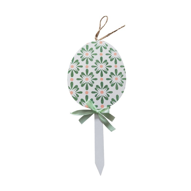 Custom Green Floral Easter Egg Hanging Stake with OEM/ODM Services for Seasonal Retail