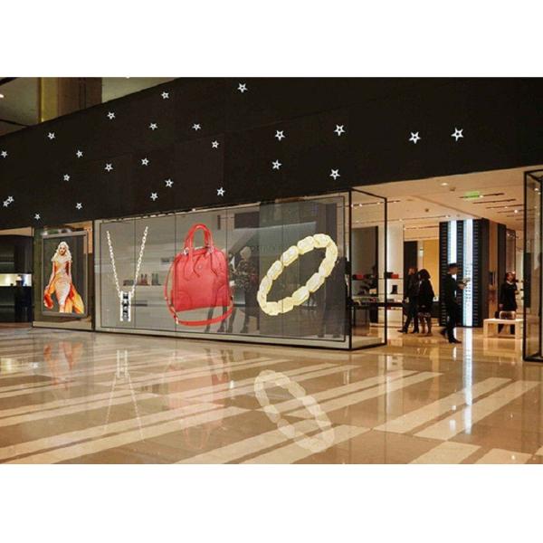 Indoor Transparent Glass Led Display High Brightness / Transparency Fixed In Shopping Mall