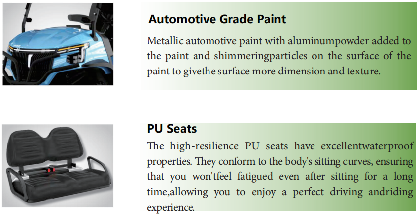Fine Workmanship 8-Passenger 6 Front-facing and 2 Rear-facing Golf Car with Acrylic Windshield