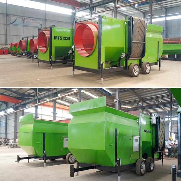 Manure Sieve Organic Fertilizer Composting Machine Equipment Gray Mobile Trommel Screen