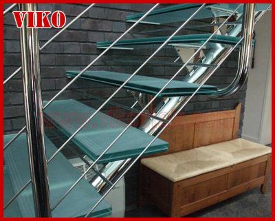 Steel Cable Stair VK73SC  Treed Glass  Handrail 304 Stainless Steel  Aluminum Baluster Glass Carbon Steel Powder-coate