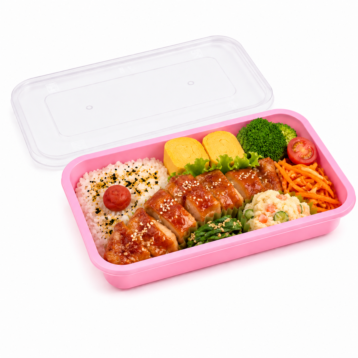 PP Bento Box Container 520ml Slim Japanese Style Lunch Box with Fitted Lid
