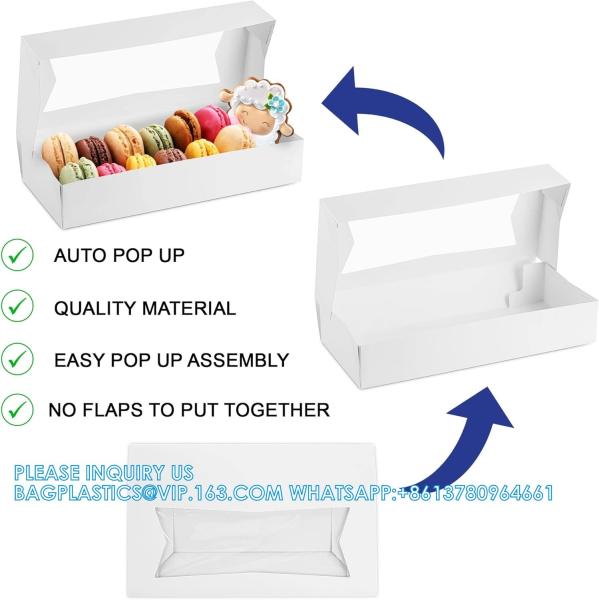 White Bakery Boxes With Window, 9x6x3 Inch, For Pastry, Dessert, Pies Packaging, Great For Birthday Party, 30 Pack