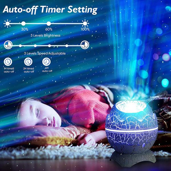 150mm Acrylic Dinosaur Egg Galaxy Projector Whit White Noise