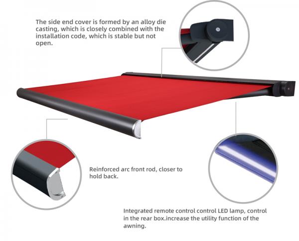 Toldo retractable al aire libre de la todo-tarjeta resistente un toldo comercial para los restaurantes