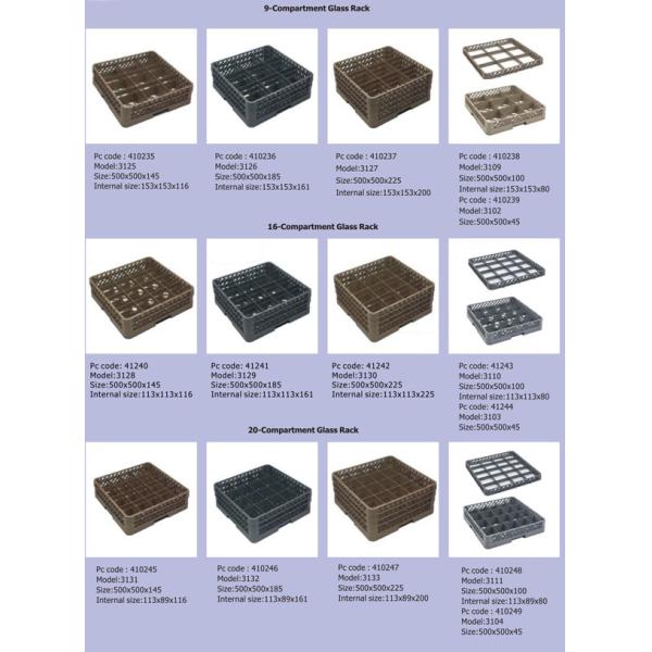 PP Compartment Glass Rack Kitchen Plate Rack For Commercial Dishwashing Machine