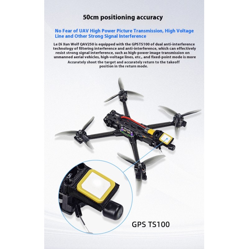 Ledi QAV250 Mini 2 Drone 5-inch GPS FPV Racing Aerial Photography Simulation Autopilot Carbon Fiber Digital Model Remote Lipo