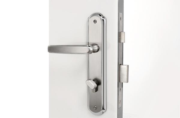 Set de fechadura de porta de aço inoxidável de cetim com alça de alavanca de 116 × 55 mm
