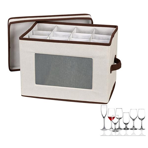 12-Piece Crystal Glassware Storage Case with Dividers - Hard Container for Wine Glasses Stemware, Boxes