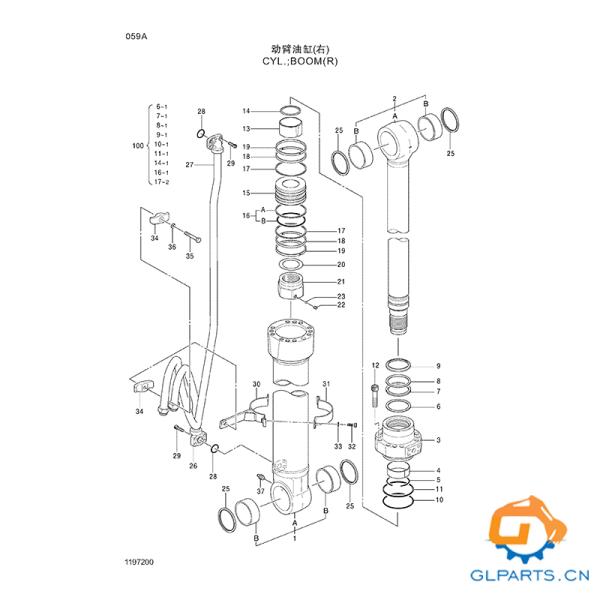 ZX330-3G cilindro hidráulico de excavadora 4686333 4686332 Para el cilindro Hitachi Boom