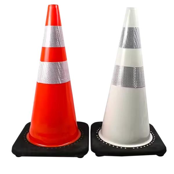 Cône de signalisation PE base caoutchouc style coréen, résistant au vent, 2kg