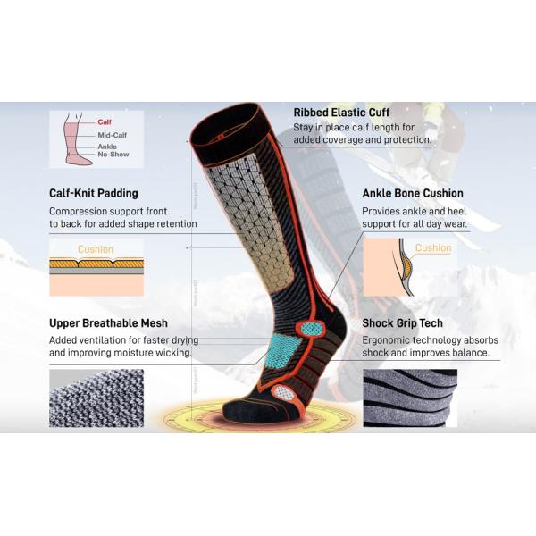 Gender-Neutral Winter Ski Socks Warm Thermal Calf Compression Snowboard Socks for Cold