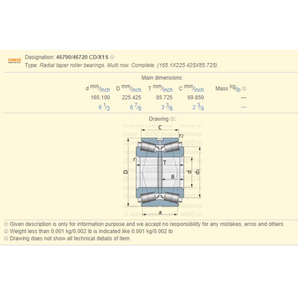 Dos rodamiento de rodillos del CD de la fila 46790/46720 para la velocidad del equipo del campo petrolífero