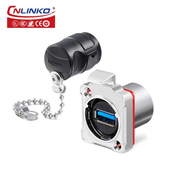 CNLINKO BD24 Metal Circular Data Connector USB Plug Waterproof USB 3.0 Connector