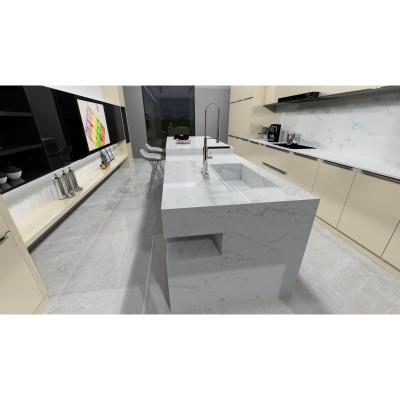 Borda reta Quartz cinzento bancadas 3200x1600mm Quartz parece mármore