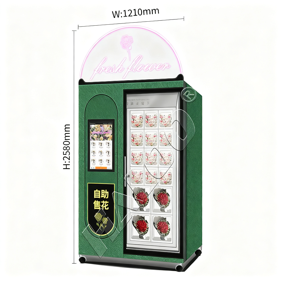 Haloo Fresh Flower Vending Machine White 16 Locker Big Bouquet Hot Selling for Shopping Mall Credit Card Payment System