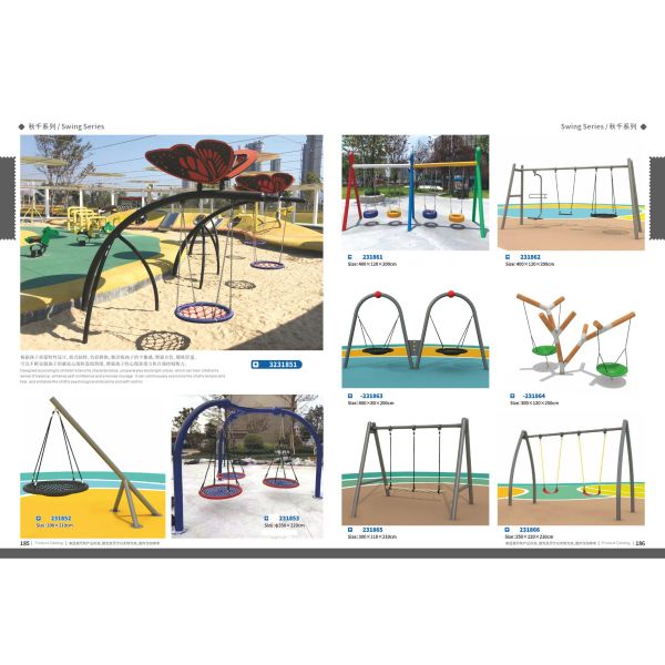 Children Play Park Customized Plastic Slide With Swing Outdoor Playground Equipment