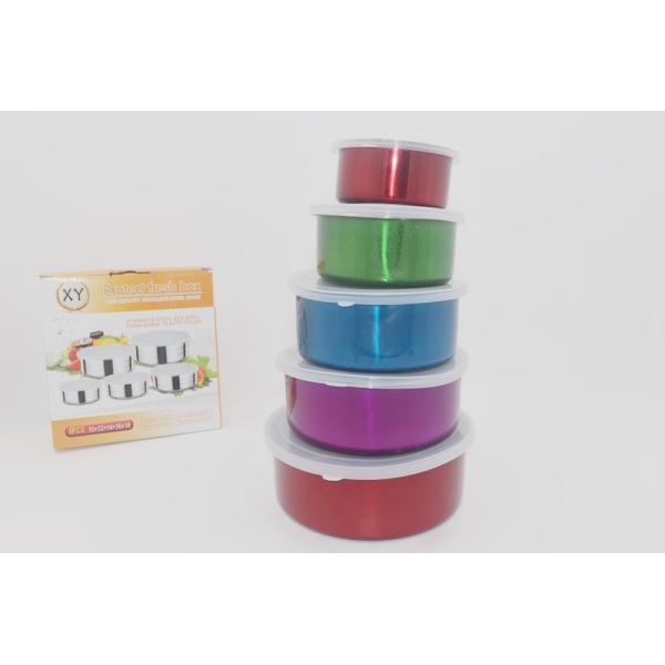 5pcs Kitchenware fresh keeping stainless steel storage box in fridge use fruit container set