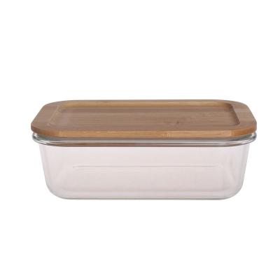 Eco Friendly Spillproof Glass Food Storage Box With Bamboo Lid