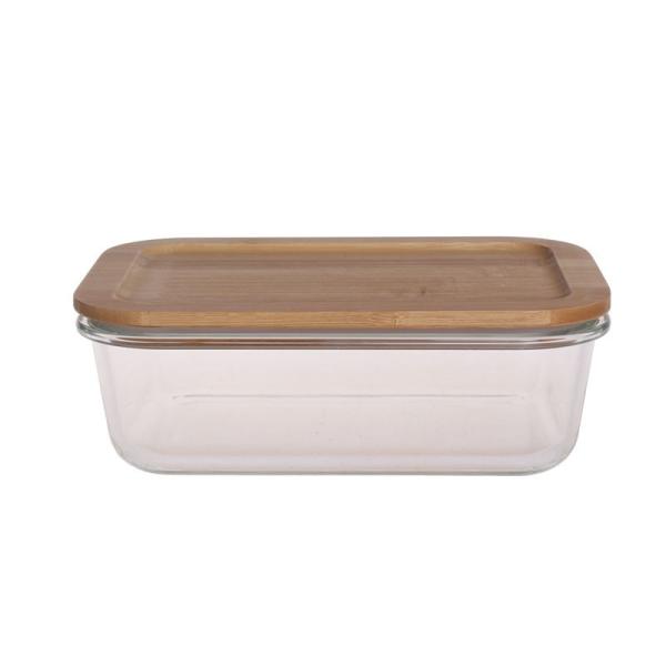 Eco Friendly Spillproof Glass Food Storage Box With Bamboo Lid