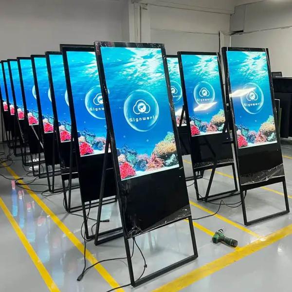 55 43 Inch Indoor Stand Totem Kiosk Portable Poster Touch 4k Digital Signage