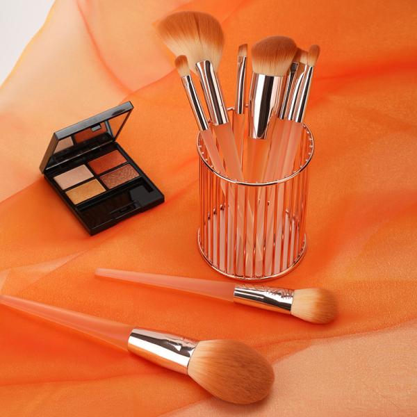 PBT Hair Top Makeup Brush Gift Set With Triangle Shaped Frosted Plastic Handle