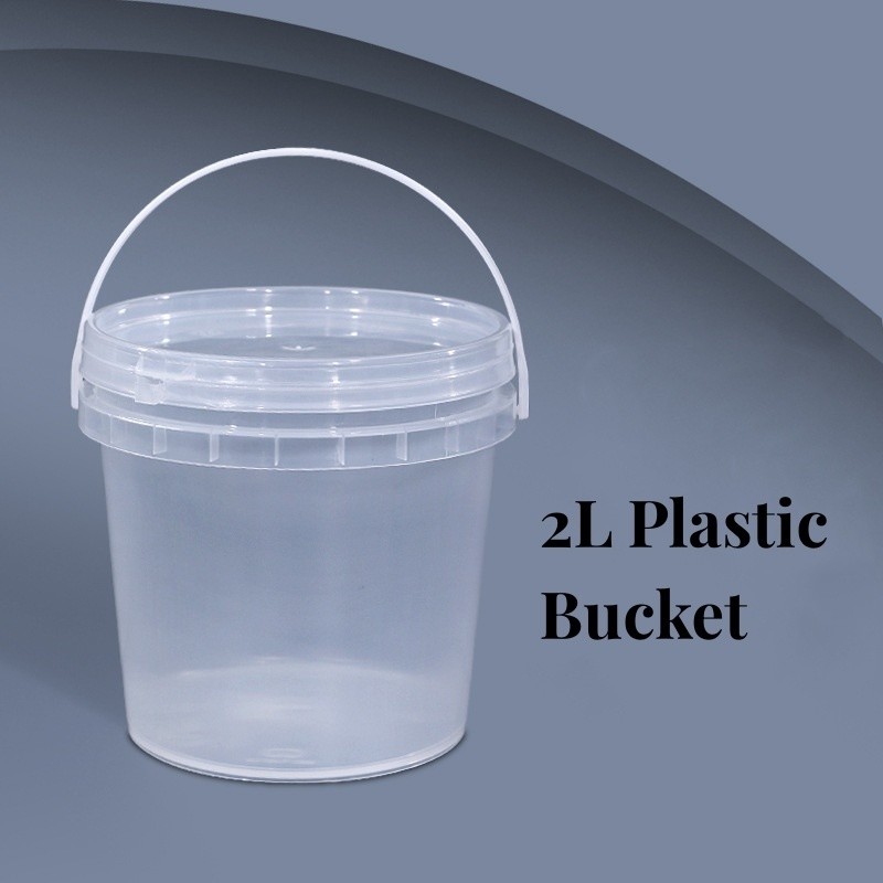 Straight Style 2L Food Grade Reusable PP Round Plastic Bucket with Handle and Handle