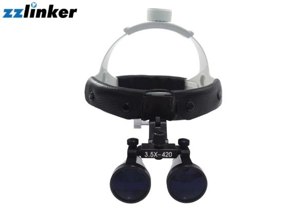 LED Adjustable Dental Loupes 3.5x Portable Leather Headband Black White Color