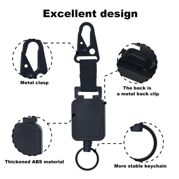 Deyi Badge Reel Heavy Duty Carabiner Badge Holder Extendable Badge Reel ID Holder Key Ring Steel Retractable