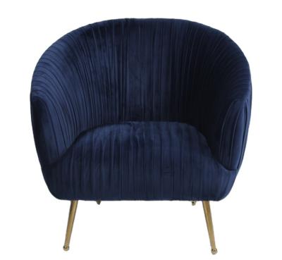 Modern Blue 88CM Velvet Fabric Armchair With Stainless Steel Legs