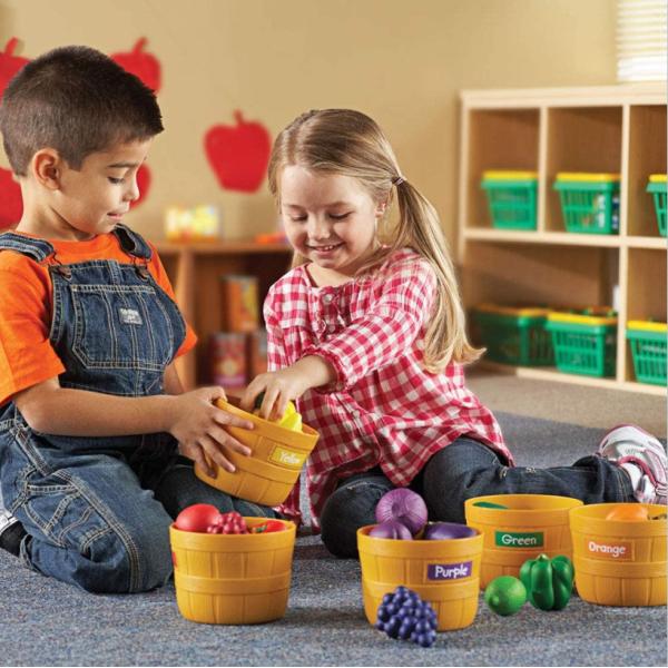 Unisex Children's Day Five Color Bucket Vegetable Soft Gum Fruit Set Kitchen Food Puzzle Toy Gift