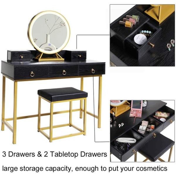 Solid MDF Wood Mirrored Dresser Table 133cm Height With Melamine