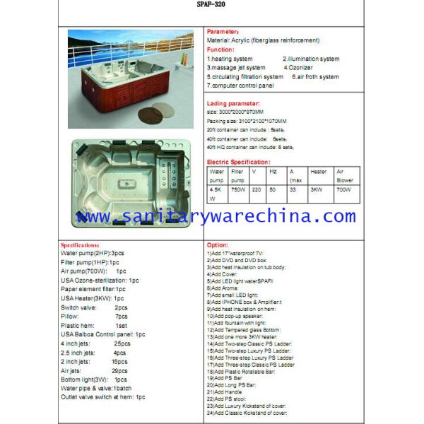 hot tub ,Outdoor Bathtub,swim spa,whirlpool,bahtub ,hot bathtub,swing pool SPAF-320
