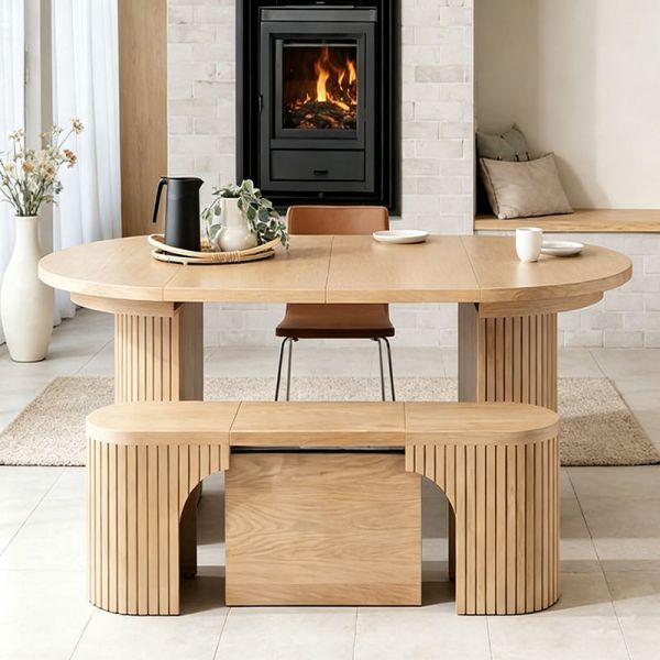 Nordic Modern Extendable Dining Table Foldable Top Wooden Dining Room Furniture Minimalist Solid Wood Folding Dining Table Set