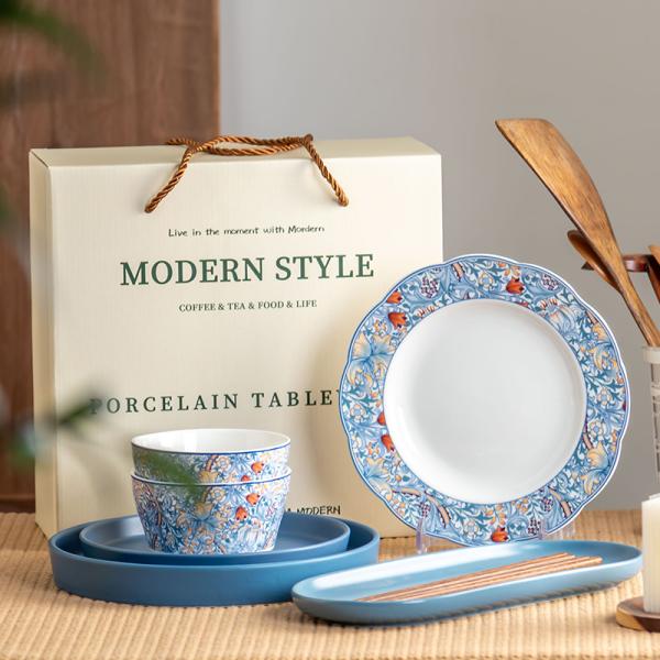 Современный дизайн стиль Рождественский керамический ужин под глазурным фарфоровым подарочным набором