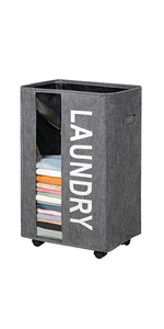 Laundry Baskets with Easy Carry Handles, Hamper, Folding Washing Bins, Family Laundry Room Bathroom