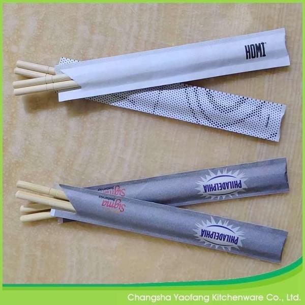 Custom Printed Logo Natural Disposable 23 cm  Bamboo Round Chopsticks