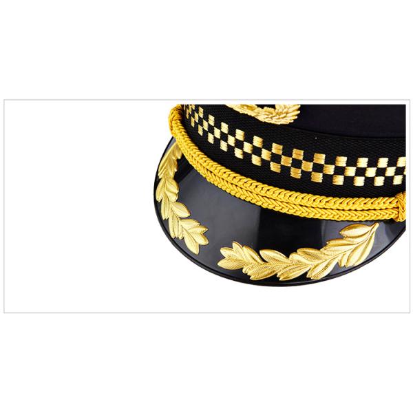 OEM Classic Large Brim Captain Uniform Hat Flight Attendant Pilot Security Airline Wide Brim Black